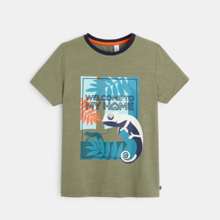 Avis T-shirt flammé monde marin vert garçon OKAIDI 1