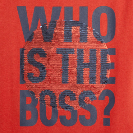 Avis T-shirt sequins magiques message et animal orange garçon OKAIDI 2
