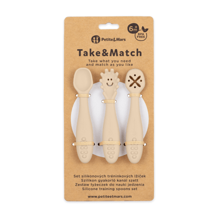 Avis Lot de 3 Cuillères d'Entraînement en Silicone Take&Match 6m+ Petite&Mars 1