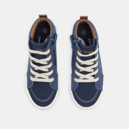 Avis Baskets mid mix matières à lacets bleues garçon OKAIDI 2
