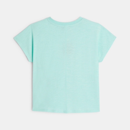 Avis T-shirt court à message bleu fille OKAIDI 4