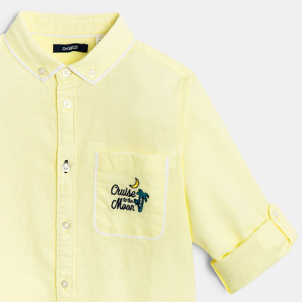 Avis Chemise manches longues col américain jaune garçon OKAIDI 3