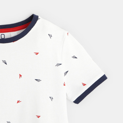 Avis T-shirt en piqué de coton "Avion en papier" blanc garçon OKAIDI 3