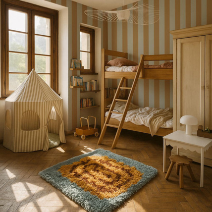 Avis Papier peint enfants Rayures Bleu-Vert Dekornik 1