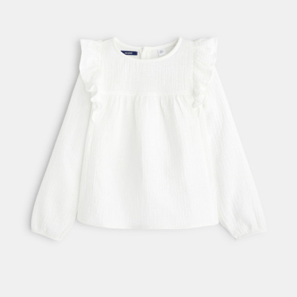Avis Blouse volantée en gaze de coton blanche fille OKAIDI 1