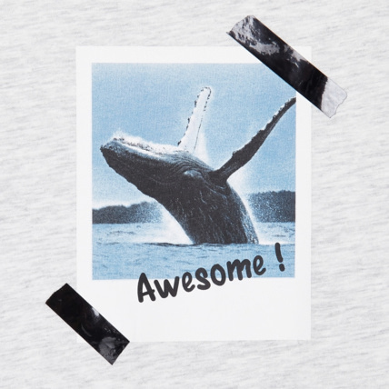 Avis T-shirt en coton biologique photo baleine blanc garçon OKAIDI 2