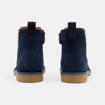 Avis Boots chelsea croûte de cuir festonnées bleues fille OKAIDI 4