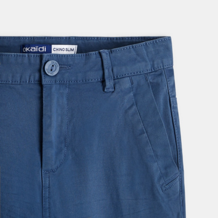 Avis Pantalon chino en twill de coton uni bleu garçon OKAIDI 2
