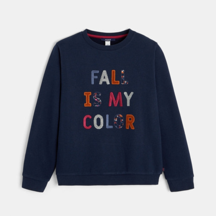 Avis Sweat-shirt à message bleu fille OKAIDI 1