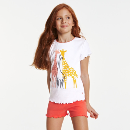 Avis Pyjama short coton imprimé girafes blanc fille OKAIDI 1