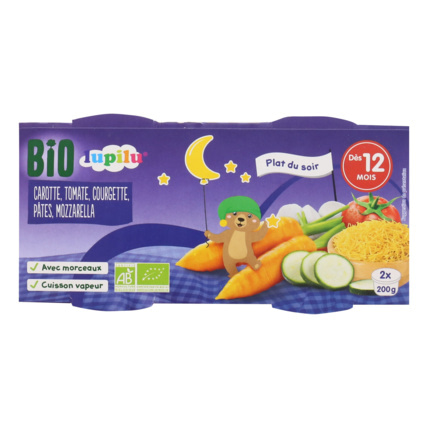 Avis Coupelle 12 mois nuit Bio - Carotte, tomate, courgette, pâtes, mozzarella lupilu® 1