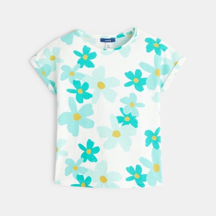 Avis T-shirt grandes fleurs vert fille OKAIDI 1