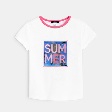Avis T-shirt fantaisie blanc fille OKAIDI 1
