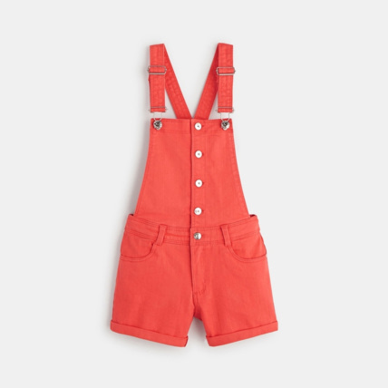 Avis Salopette-short en toile rouge fille OKAIDI 1