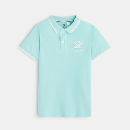 Avis Polo maille piquée manches courtes bleu garçon OKAIDI 1