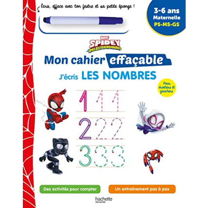 Avis Disney - Spidey et ses amis extraordinaires - Mon cahier effaçable - J'écris les nombres Hachette Éducation 1