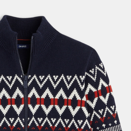Avis Gilet en jacquard scandinave bleu garçon OKAIDI 3