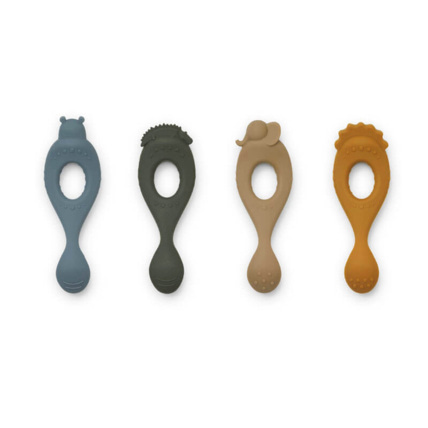 Avis Lot de 4 cuillères en silicone Liva - Safari / Blue multi mix LIEWOOD 1