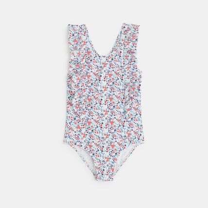 Avis Maillot de bain 1 pièce fleuri bleu fille OKAIDI 2