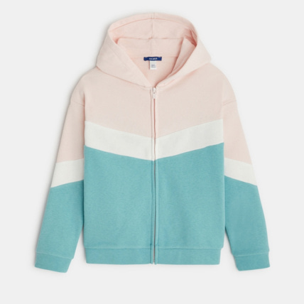 Avis Sweat-shirt à capuche colorblock turquoise fille OKAIDI 1
