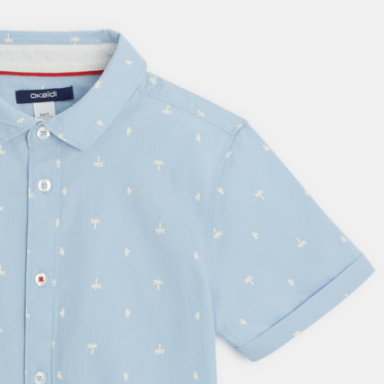 Avis Chemise manches courtes palmiers bleue garçon OKAIDI 2