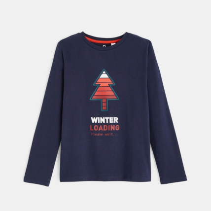 Avis T-shirt manches longues motif sapin bleu garçon OKAIDI 1