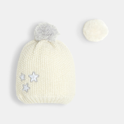 Avis Bonnet tricot brillant doublé polaire blanc fille OKAIDI 2
