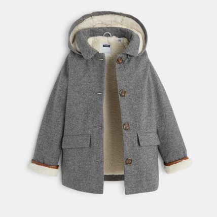 Manteau chevron doublure moumoute gris fille OKAIDI Comparateur Avis Prix