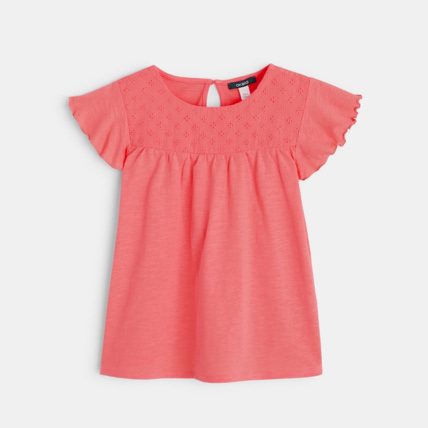 Avis T-shirt détail broderie anglaise rose fille OKAIDI 1