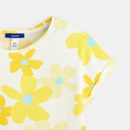 Avis T-shirt grandes fleurs jaune fille OKAIDI 3