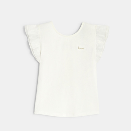 Avis T-shirt "love" à manches volantées blanc fille OKAIDI 1