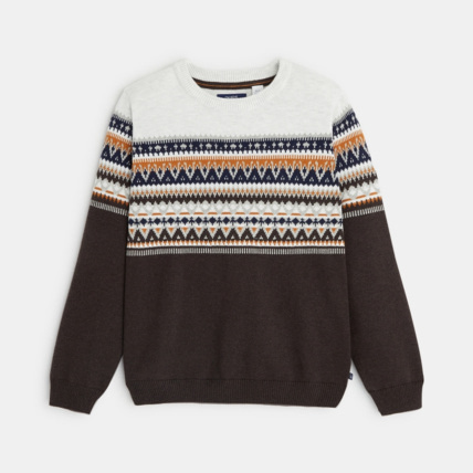 Avis Pull en jacquard scandinave marron garçon OKAIDI 1
