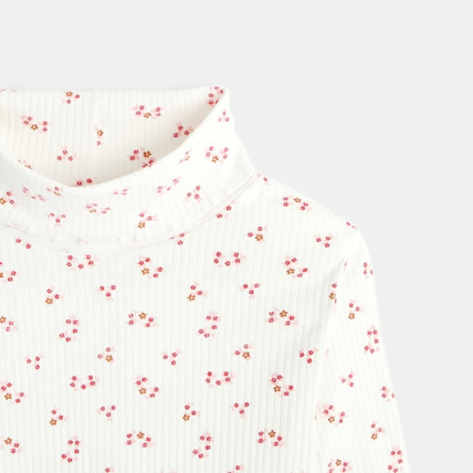 Avis T-shirt col roulé côtelé imprimé rose fille OKAIDI 3