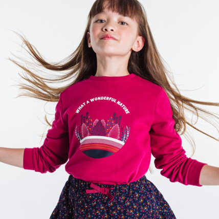 Avis Sweat-shirt à message violet fille OKAIDI 1