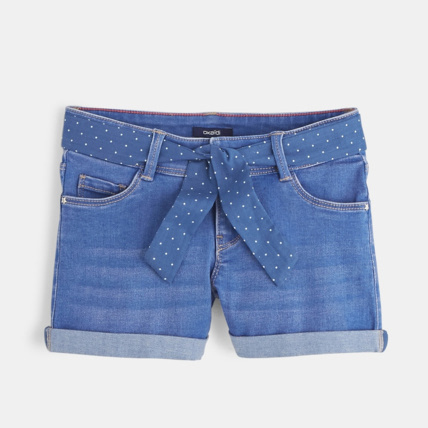 Avis Short en jean ceinturé bleu fille OKAIDI 1
