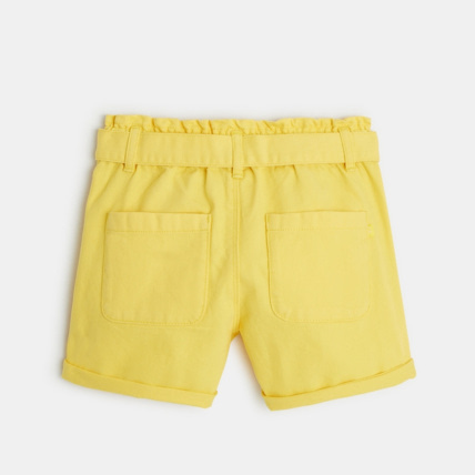 Avis Short ceinturé en toile unie jaune fille OKAIDI 4