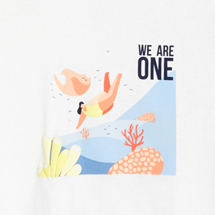 Avis T-shirt à message Surfrider blanc fille OKAIDI 3