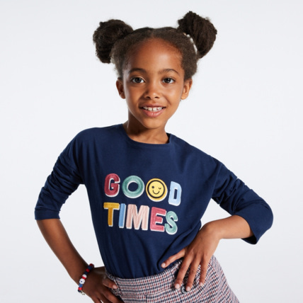 Tee shirt bleu fille sale