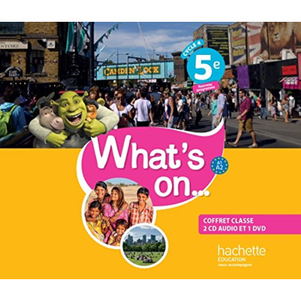 Avis What's on... anglais cycle 4 / 5e - Coffret CD/DVD classe - éd. 2017: enregistrements audio et vidéo Hachette Éducation 1