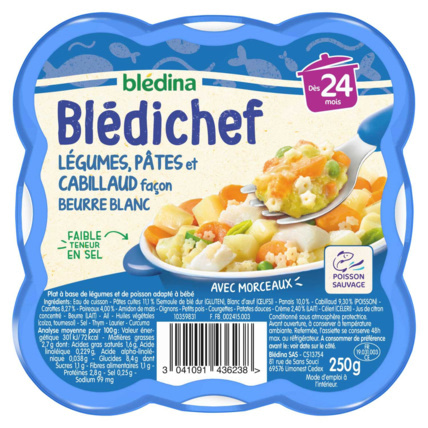 Avis BLEDICHEF Légumes, pâtes et cabillaud façon beurre blanc Blédina 1
