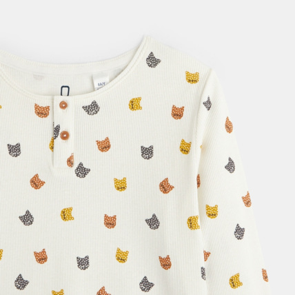 Avis Pyjama 2 pièces en jersey côtelé motifs chats jaune fille OKAIDI 3