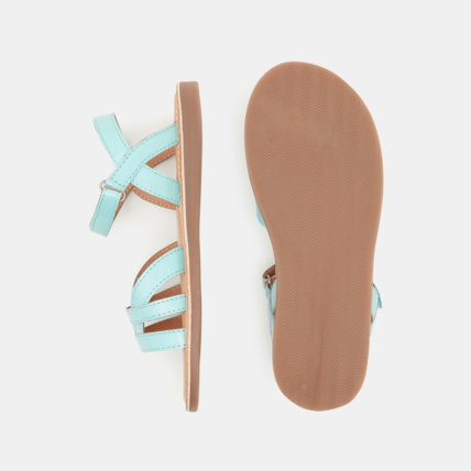 Avis Sandale cuir multibrides vernie turquoise fille OKAIDI 3