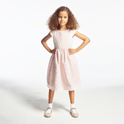 Avis Robe manches courtes effet brocart rose fille OKAIDI 1