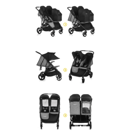 Avis Duo Poussette double Bi-Baby + Nacelle Mime BE COOL 3