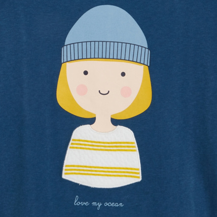 Avis T-shirt personnage et message bleu fille OKAIDI 3