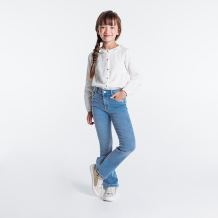 Avis Jean bootcut délavé recyclé bleues fille OKAIDI 1