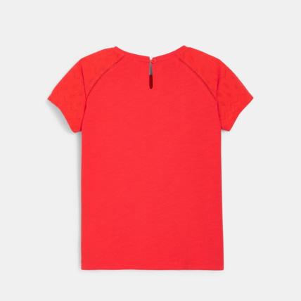 Avis T-shirt détail broderie anglaise rouge fille OKAIDI 3