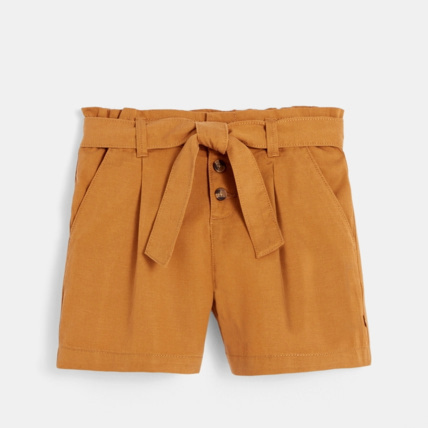 Avis Short ceinturé en toile unie beige fille OKAIDI 2