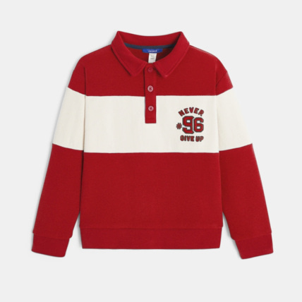 Avis Sweat-shirt col polo rouge garçon OKAIDI 2