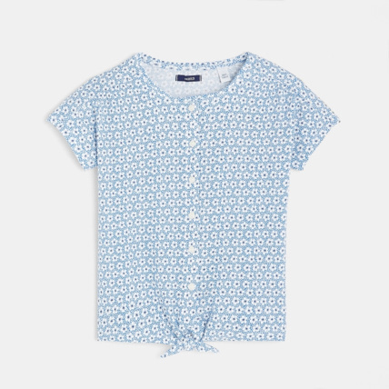 Avis Blouse imprimée nouée bleue fille OKAIDI 1